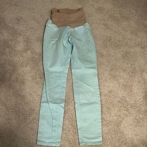 Teal maternity jeans